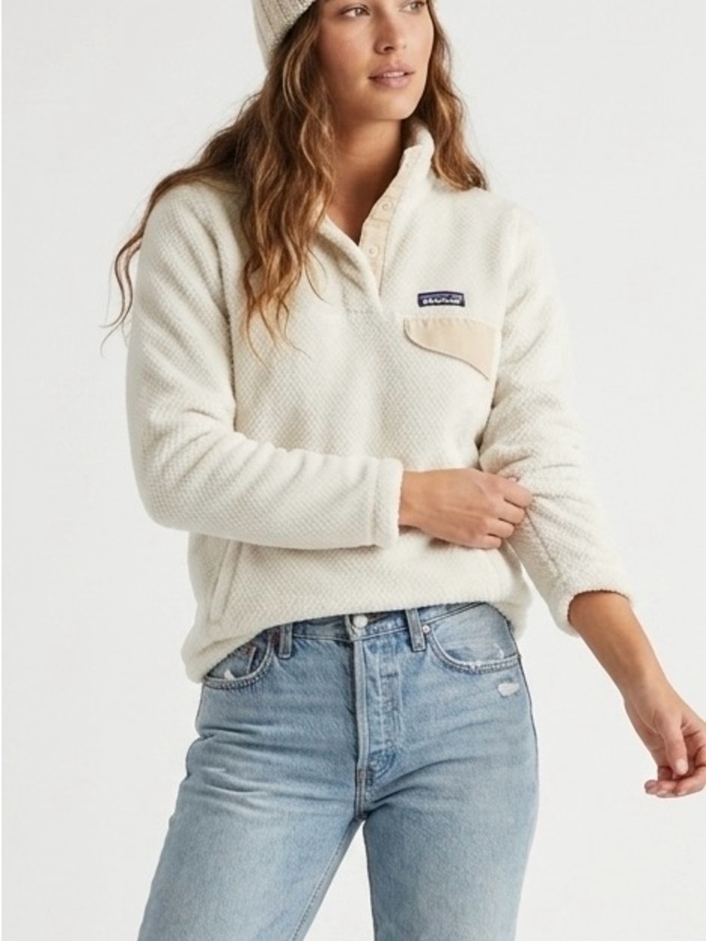 Patagonia Re-Tool Snap-T Fleece Pullover XS White Raw Linen Cozy Gorpcore